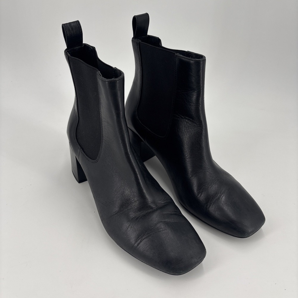 & Other Stories Boots Women's Chelsea Black Leather Square Toe Casual Size 7